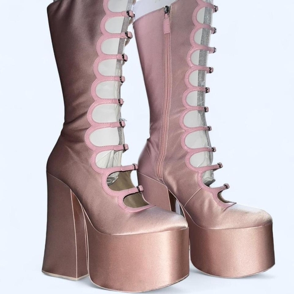 Satin Marc Jacobs Kiki Pink Platform Boots - Picture 3 of 7
